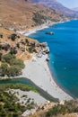 The Bay and beach of Preveli is in Crete. Royalty Free Stock Photo