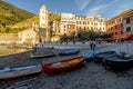 Bay with boats at Vernazza town, Italy