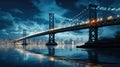 bay bridge at night, Classic view of San Francisco Bay Bridge Royalty Free Stock Photo