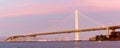 Bay Bridge in Pink and Blue Skies Royalty Free Stock Photo