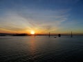 The Bay Bridge in San Francisco at sunset Royalty Free Stock Photo