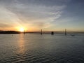 The Bay Bridge in San Francisco at sunset Royalty Free Stock Photo