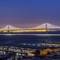 Bay Bridge in San Francisco and city view at night Royalty Free Stock Photo