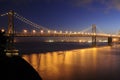 Bay Bridge, San Francisco glows in the dusk Royalty Free Stock Photo