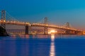 Bay Bridge at sunset in San Francisco California Royalty Free Stock Photo