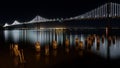 Night over San Francisco-Oakland Bay Bridge via Embarcadero Royalty Free Stock Photo