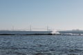 Bay of Cadiz. View of 1812 Constitution bridge at Cadiz from the beach.