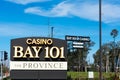 Bay 101 Casino and the Province signpost near a cardroom and restaurant in Silicon Valley