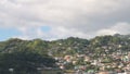 Bay, city and mountains on island in Caribbean Sea. Kingstown, Saint Vincent and Grenadines