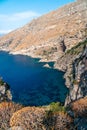 Bay di Ieranto, Sorrento, Amalfitana coast. Nature landscape, sea and mountains, Beautiful sunny day. Copy space. Travel and