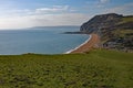 The bay at the the English town of Seatown in Dorset on the Jurassic coast Royalty Free Stock Photo