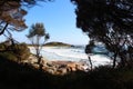 Bay of Fires beautiful day looking through the trees Royalty Free Stock Photo