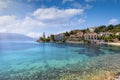 The bay of Fiscardo, village and sailors paradise at the north side of Kefalonia island Royalty Free Stock Photo