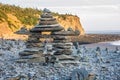 Man made rock statue on the bay of fundy