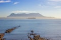 The bay of Gibraltar in early morning mist Royalty Free Stock Photo