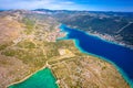 Bay of Grebastica in Sibenik archipelago aerial panoramic view