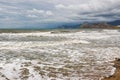 Foamy sea surf in cloudy weather Royalty Free Stock Photo