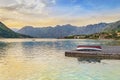 Bay of Kotor, Adriatic Sea, Montenegro. Famous tourist attraction with fishing boats, small piscatorial villages and mountains Royalty Free Stock Photo