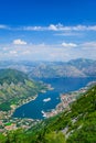 Bay of Kotor airview with cruise ship, Adriatic Sea, Montenegro Royalty Free Stock Photo