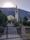 Bay of Kotor Boka Kotorska, MonSt.Eustahije 1762 placed in the coastal town of Dobrota. Royalty Free Stock Photo