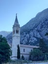 Bay of Kotor Boka Kotorska, MonSt.Eustahije 1762 placed in the coastal town of Dobrota. Royalty Free Stock Photo