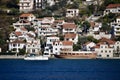 Bay of Kotor, Montenegro, Boats in the Verige strait, between the villages of Kamenari and Lepetane.