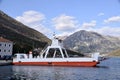 Bay of Kotor, Montenegro. Car Ferry at the Bay of Kotor, in the Verige strait, between the villages of Kamenari and Lepetane.