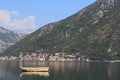 Bay of Kotor in Montenegro. Fishing boat in the morning