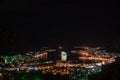 Bay of Kotor at night. View from Mount Lovcen down towards Kotor in Montenegro Royalty Free Stock Photo