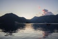 Bay of Kotor with Old Sailing Boat at Sunset, Montenegro Royalty Free Stock Photo