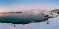 Bay on Kvaloya island after sundown, Norway