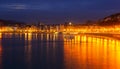 Bay of La Concha in autumn evening. San Sebastian Royalty Free Stock Photo