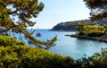 Bay and laguna summer landscape offshore Saint-Jean-Cap-Ferrat resort town on Cap Ferrat cape at French Riviera in France Royalty Free Stock Photo