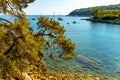 Bay and laguna summer landscape offshore Saint-Jean-Cap-Ferrat resort town on Cap Ferrat cape at French Riviera in France Royalty Free Stock Photo