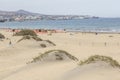 Bay at Maspalomas on Gran Canaria and the start of the sand dunes. Royalty Free Stock Photo