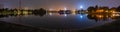 Bay Mau Lake inside the Union Park Hanoi Vietnam Panorama at night