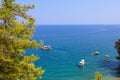 Bay near the mountain coast of the Mediterranean Sea. August 7, 2022 Beldibi Antalya province, Turkey Royalty Free Stock Photo