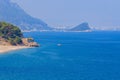 Bay near the mountain coast of the Mediterranean Sea. August 7, 2022 Beldibi Antalya province, Turkey Royalty Free Stock Photo