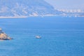 Bay near the mountain coast of the Mediterranean Sea. August 7, 2022 Beldibi Antalya province, Turkey Royalty Free Stock Photo