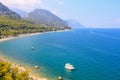 Bay near the mountain coast of the Mediterranean Sea. August 7, 2022 Beldibi Antalya province, Turkey Royalty Free Stock Photo