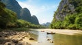 Bay of Phong Nha Kebang National Park, UNESCO heritage natural wonder of Vietnam. Royalty Free Stock Photo