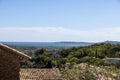 Bay of Saint Tropez, Cote d'Azur, taken from mountain village of Grimaud on the French Riviera Royalty Free Stock Photo