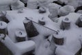 Bay shore in snow and ice