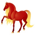 Bay stylized horse with golden mane and tail Royalty Free Stock Photo