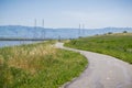 The bay trail at Shoreline Park, Mountain View, San Francisco bay area, California Royalty Free Stock Photo