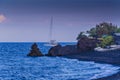 Bay and volcanic beach on stromboli island