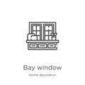 bay window icon vector from home decoration collection. Thin line bay window outline icon vector illustration. Outline, thin line Royalty Free Stock Photo