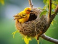 Weaver bird and nest Made With Generative AI illustration