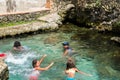 BAYAHIBE, DOMINICAN REPUBLIC - MAY 21, 2017: People bathe in the natural lake.