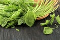 Bayam, Fresh Spinach Vegetable on Bamboo Plate Royalty Free Stock Photo
